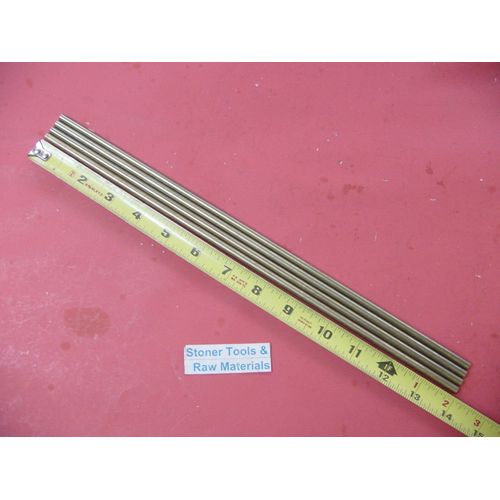 4 Pieces of 1/4" C360 Brass Solid Round Rod 14" Long .250" Lathe Bar Stock
