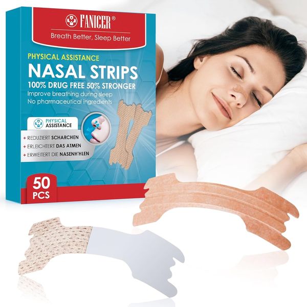 50 Pcs Nose Anti Snoring Nasal Strips,Helps Reduce Snoring,Anti Snore Nasal Strips to Help You Breathe,Improve Sleep,Helps Reduce Snoring,Anti Snore Nasal Strips to Help for a Better Night Sleep