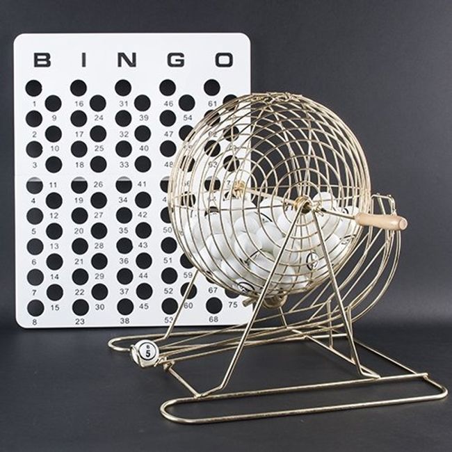 Bingo Game Set with Large Brass Cage