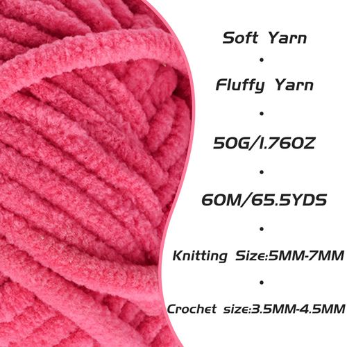 Fluffy Velvet Yarn for Crocheting, Chunky Chenille Baby Blanket Yarn for Crocheting, Soft Fuzzy Puzzle Yarn for Knitting, 50g/1.77oz Bulky Thick Amigurumi Crochet Yarns（Rose）