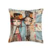 Happy Couple Shabby Patchwork Collage Throw Pillow