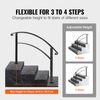 4FT Wrought Iron Handrail Adjustable Fits 3 or 4 Steps Stair Railing Black