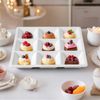 Cinf Ceramic 9-Compartment Tray White Microwave & Dishwasher Safe Perfect for Snacks and Desserts Multi-Section Serving Dish