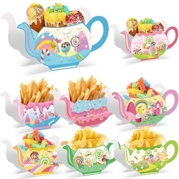 ABILITH 8 Pcs Tea Party Decorations Centerpiece Birthday Mothers Day Floral Teapot Centerpiece for Floral, Boba Tea Party Decorations For Little Girls And Adults (Candy-teapot)