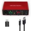 Audio Interface Audio Interface for PC USB Interface mixer recorder with 48V Phantom Power 24 Bit Support Table Mac OS PC Audio Equipments & Music Instruments (No DAW include)