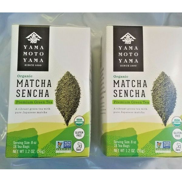 2 PACK YAMAMOTO ORGANIC MATCHA SENCHA (18 TEA BAGS EACH)