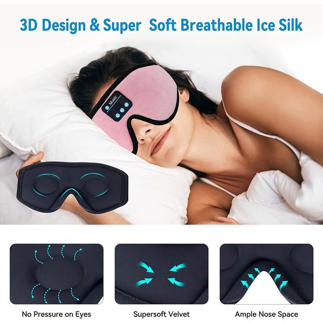 MUSICOZY Sleep Headphones Bluetooth 5.2 Breathable Sleeping Headphones  Sleep Mask, Wireless Eye Mask Sleep Earbuds for Side Sleepers Men Women  Office Nap Air Travel Cool Tech Gadgets Gifts Gray