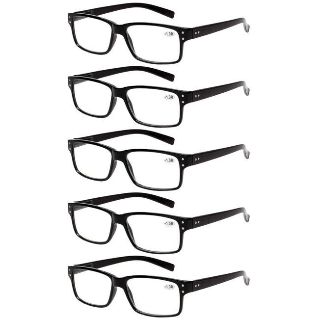 Reading Glasses 5 Pairs Quality Readers Spring Hinge Glasses for