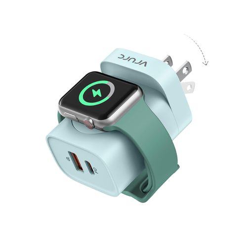 VRURC for Apple Watch Charger, Wireless Magnetic Portable iWatch Charger, PD 20W 3-in-1 Travel Essentials Fast Charging Block for iWatch Ultra/SE/10/9/8/7/6/5/4/3/2, iPhone 16/15/14/13,Android-Green