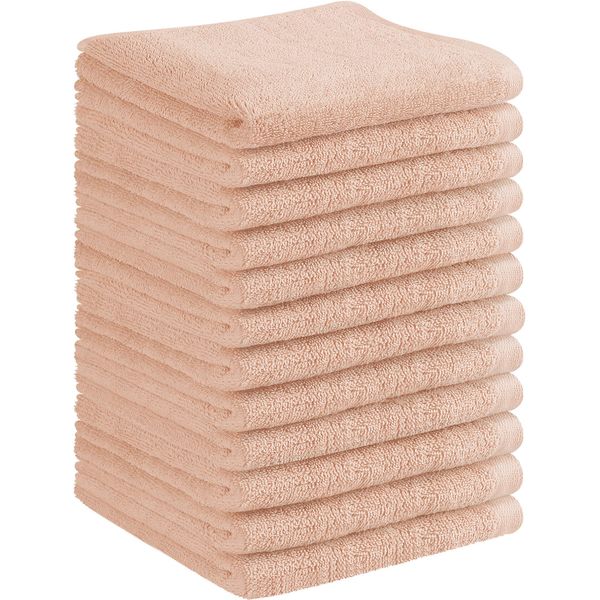 WL Home Face Cloths - 100% Egyptian Cotton Face Flannels - 30 x 30 cm - 12 Premium Face Towels, Highly Absorbent & Soft Towels for Face, Makeup Removal, & Skincare (Peach, 24 Pack)
