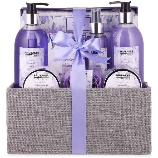 BRUBAKER Cosmetics Bath & Body Set Basket - Lavender & Mint Scent - 12 Pcs 