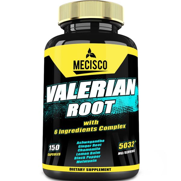 7in1 Valerian Root Extract Capsules 5032mg for 5 Months - Blended with Ashwagandha Root, Ginger Root, Chamomile Flowers, Balm Leaf & Black Pepper - Relaxation & Restful Mind Support -150 Counts