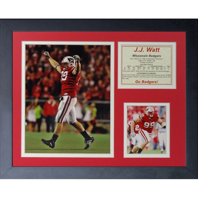 Legends Never Die "J.J. Watt Wisconsin Framed Photo Collage, 11 x 14-Inch