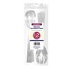 Party Essentials Hard Plastic 9-1/2" Two Piece Serving Utensil Set with Forks/Spoons, Clear, 6 Set-Count