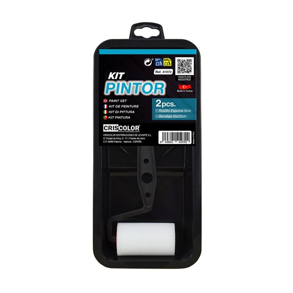 Mini Paint Set with Foam Roller + Tray Black 23 x 10 cm