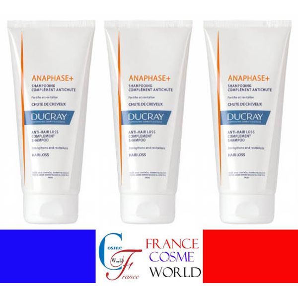 Ducray ANAPHASE+ Antifall Complement Shampoo 200ml Set of 3 Hair Loss Prevention and Activation Hair Rene Furterer Phyto Clorane Overseas Mail Order <br> DUCRAY ANAPHASE+ SHAMPOOING COMPLEMENT ANTICHUTE 200ml 3PCS