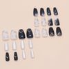 24pcs  Flower Deep Blue Cat-eye Gilding Ins press on Nails, Medium Coffin Shape