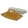 Whiteware Ceramic Double Serving Bowl on Bamboo Serving Board