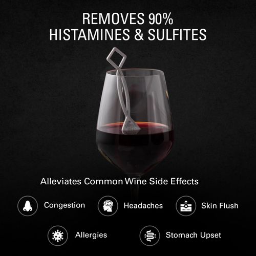 PureWine Wine Wands Purifier, Filters Histamines and Sulfites - May Reduce and Alleviate Wine Allergies & Sensitivities - Includes Wine Glass Accessory for Gifting, Holiday (8 Pack)