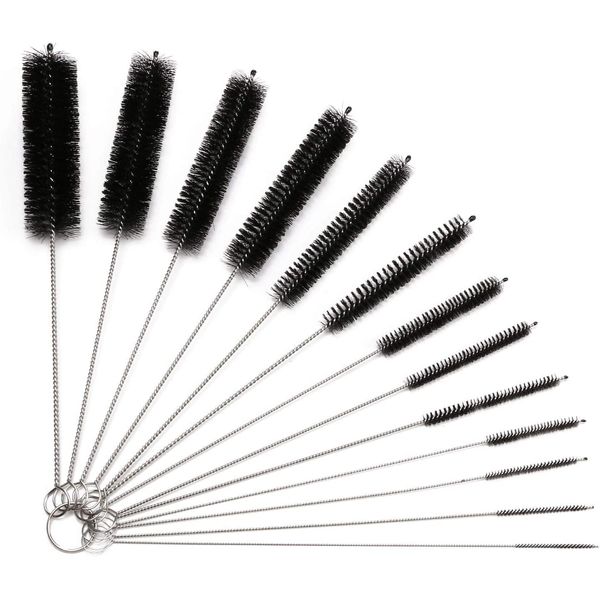 DERDOUT Bottle Cleaning Brushes, 13 Pcs Tube Brush Nylon Bottle Pipe Cleaner Set for Bottle Glasses Straw Cleaning