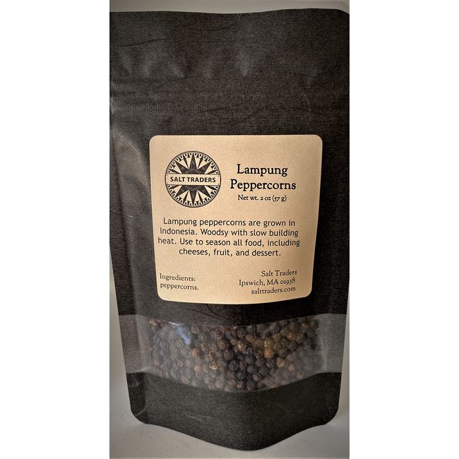 SALT TRADERS Lampung (Lampong) Sumatra Indonesia Black Peppercorns - 2oz Net Wt.