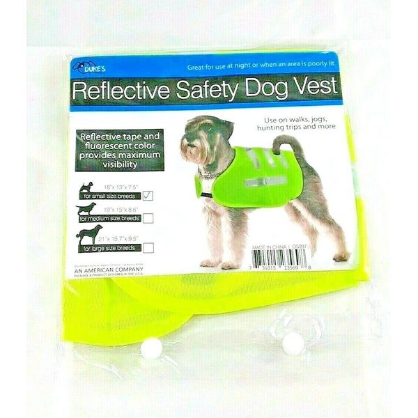 Dog Safety Vests Dukes Small Reflective Fluorescent Yellow Safe Pet Supplies