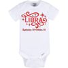 Libra Horoscope Baby Onesie (24, White/Yellow)