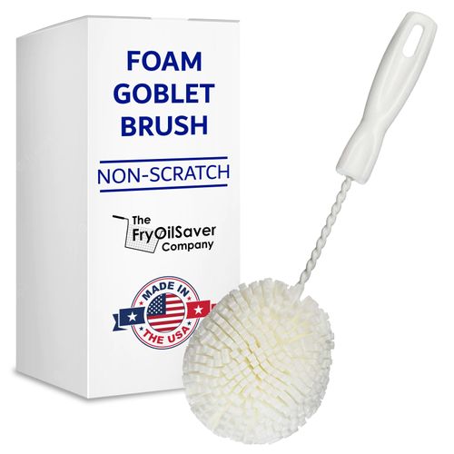Foam Goblet Wine Glass Cleaner Brush, Glass Bottle Cleaning Brush for Wide Neck Wine Glasses, Wine Decanter Cleaning Brush, Non-Scratch Soft Foam Bristles & Dishwasher Safe by FryOilSaver -Model B232C