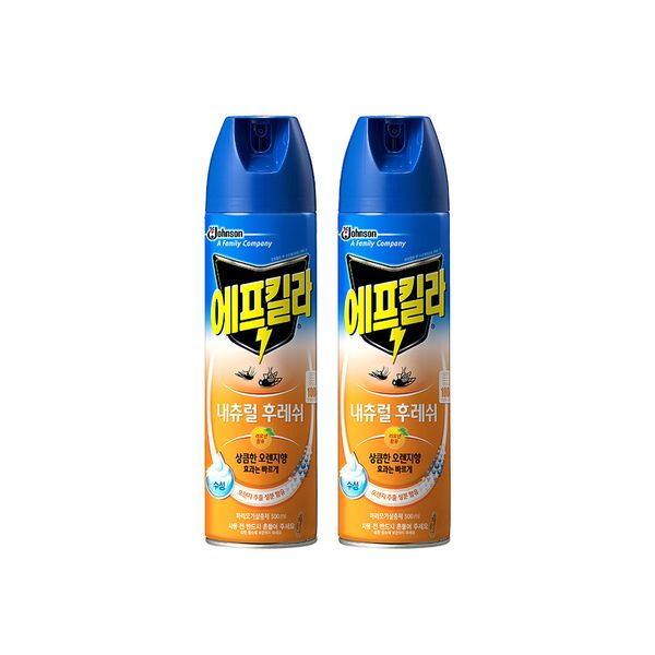 Fkilla Aerosol Mosquito Repellent (Insecticide) Natural Fresh (Orange Flavor) 500ml x 2