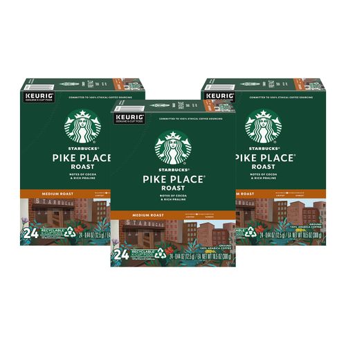 Starbucks Pike Place Roast Coffee K-Cup Portion Packs for Keurig Brewers, 72 Count (3 boxes of 24 K-Cups)
