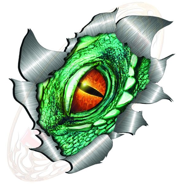 Medium Metal Rip Torn Open Dragon Monster Eye Sticker