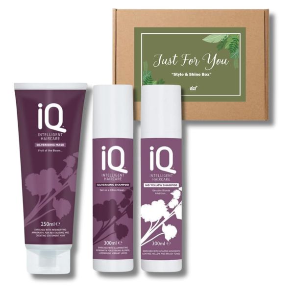 IQ Intelligent Haircare Set - Silverising Shampoo 300ml, Silverising Mask 250ml, and Lilac No Yellow Shampoo 300ml - Advanced Toning & Nourishment for Radiant, Brassy-Free Hair