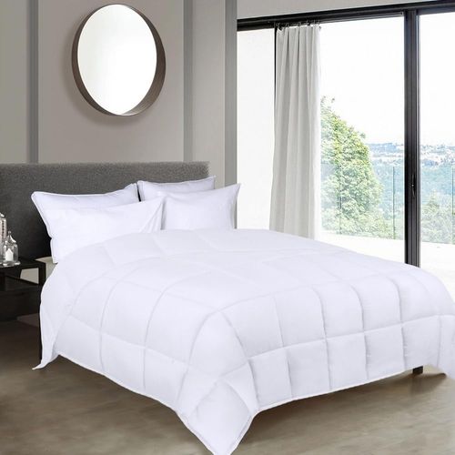 Reversible Oversized 1 Piece Down Alternative Comforter Twin/Twin XL Size Box-Quilt Detailing Fluffy Filling | All Seasons Snow Bright White Color Western Bedding Soft Plush Cozy Farmhouse Look