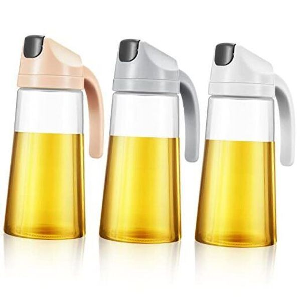 3 Pcs Auto Flip Olive Oil Dispenser Bottle 20oz Oil Container Vinegar