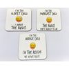 Youngest, Middle and Oldest Sibling, Child, Wooden Coaster Set