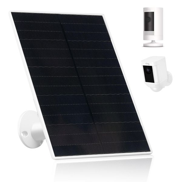 Solar Panel Charger for Ring Camera, Power Supply for Ring Spotlight Camera Battery, Ring Stick Up Camera, 10ft Charger Cable, 5W 5V Weatherproof Solar Panel for Outdoor Ring Camera