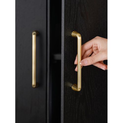 JIASENBAO 5 Pack Gold Cabinet Pulls 5" Hole Center Brushed Brass Drawer Pulls Bathroom Dresser Handles Hardware Zinc Alloy