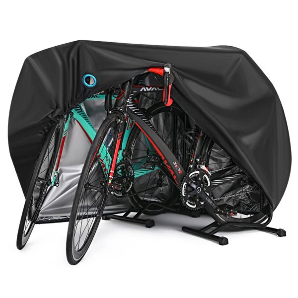 Bicycle Cover, Cycle Cover, Compatible with 2 Cars, Waterproof, Thick, Anti-Burglary, Durable, Water Repellent, UV Protection, Dustproof, Tear Resistant, Compatible up to 29 inches, Suitable for Typhoons, Rain, Wind, UV Rays, Sand, Storage Bag Included, B