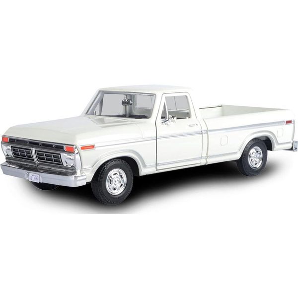 1977 F-150 Custom Pickup Truck White Timeless Legends Series 1/24 Diecast Model Car by Motormax 79386WH