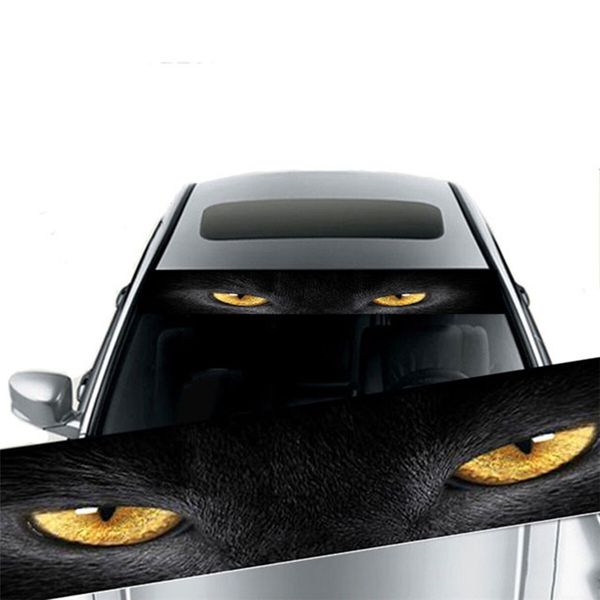 3D Yellow Eye Leopard Sticker Decor Decal Sunshade For Car Front Rear Windshield