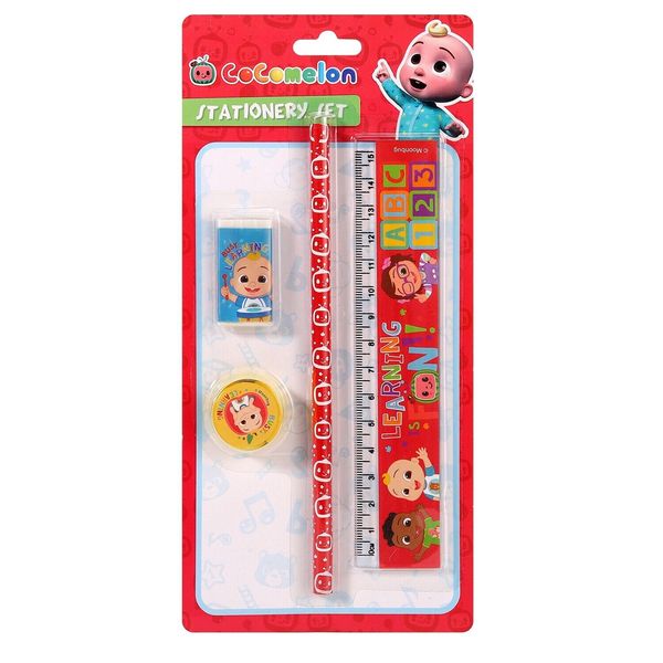 Cocomelon 4 PCS Pencil Stationery Set Gift Character School Sharpener Ruler Kid