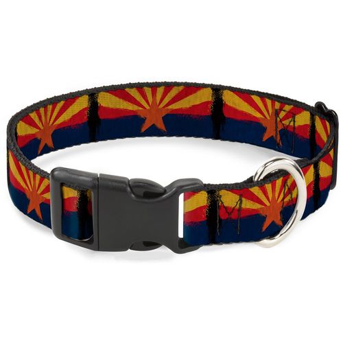Buckle-Down PC-W30156-WS Arizona Flag Distressed Painting Plastic Clip Collar, Wide Small/13-18"