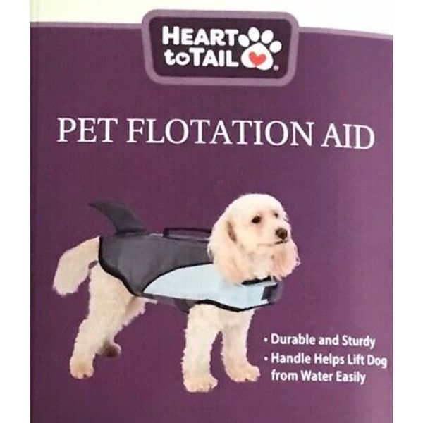 Sz S 15-30 lbs Dog PET FLOTATION AID Heart to Tail LIFE JACKET VEST Shark Fin