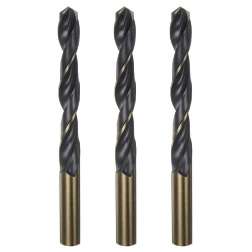 sourcing map 3pcs Jobber Drill Bits 13.5mm (17/32") Black Nitride & Gold Titanium Coated High Speed Steel (HSS) 4341 Twist Drill Bits for Stainless Steel Copper Aluminum Alloy Metal