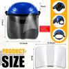 Amylove Face Shield Including 1 Blue Headgear + 2 Replaceable Lens(black & Clear) for Protective Grinding Welding Cut Work