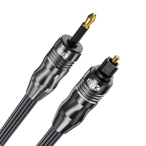 EMK Digital Sound Toslink to Mini Toslink Cable 3.5mm SPDIF Optical Cable 3.5 to Optical Audio Cable Adapter (2M)
