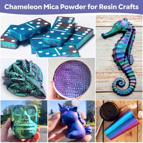 CHEAPART Chameleon Mica Powder 8 Colors Metallic Shift Mica Powder Pigment Epoxy Resin Dye Cosmetic Grade Holographic Mica Powder Nails Art Makeup Paints Soap Candle Clay
