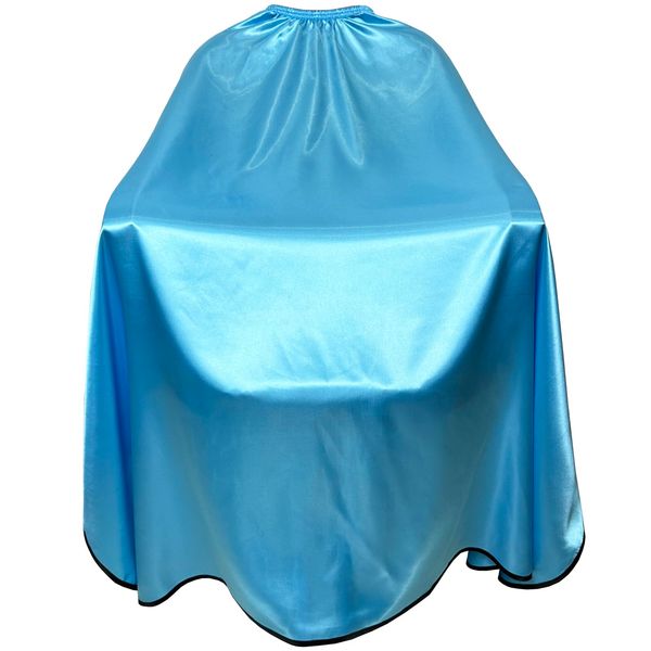 Pelocapa Salon Styling Capes for Clients, Hair Dye Cutting Capes with Elastic Hooks, Waterproof Light Weight Satin Sheen Styling Cape Barber Gown for Stylist, 63”*56”(Blue)