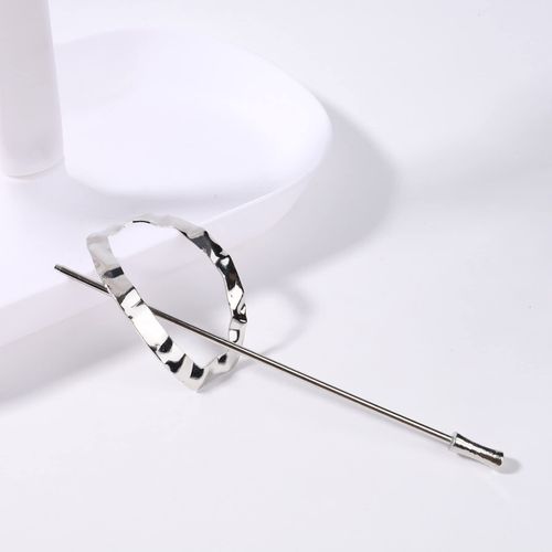 Iaceble Geometry Hair Stick Barrette Minimalist Oval Hair Cuff Hairpin Boho Oval Circle Hair Bun Pin Silver Ponytail Holder Hairpin Clips Decorative Hair Accessories for Women and Girl Headdress (Silver)