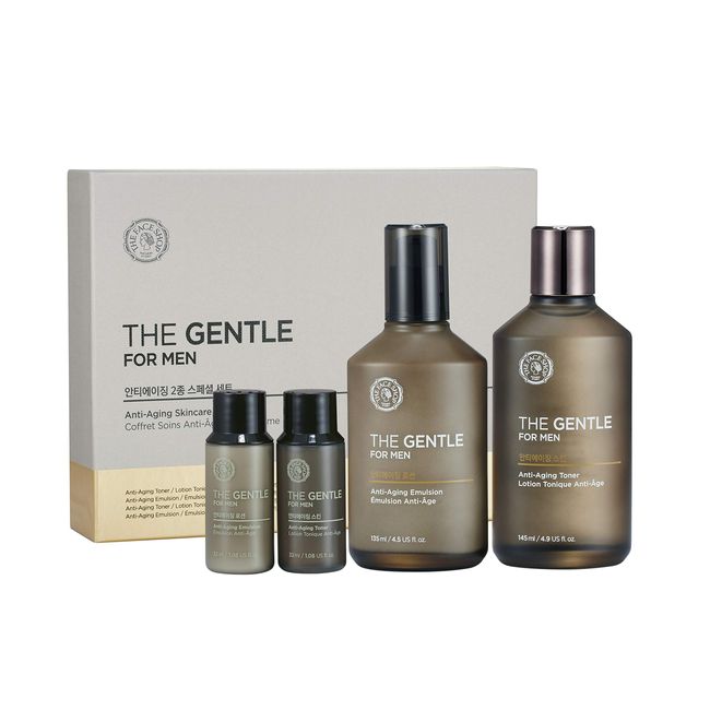 The Face Shop The Gentle for Men Anti-Aging Skincare Gift Set | Skin Firming & Smoothing | Elasticity Restore & Skin Rejuvenate